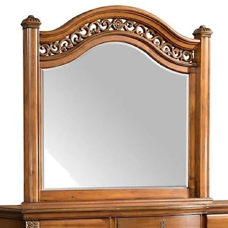 Ornate Dresser Mirror with Metal Work Accent